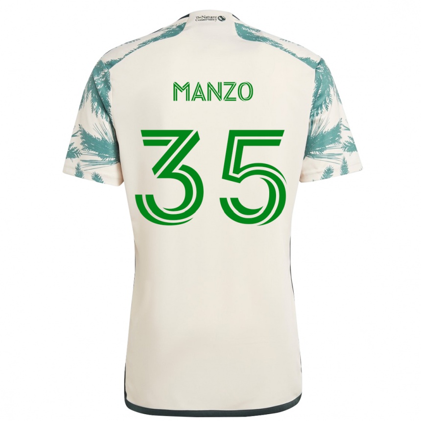 Kinder Fußball Alexis Manzo #35 Beige Braun Auswärtstrikot Trikot 2024/25 T-Shirt Luxemburg