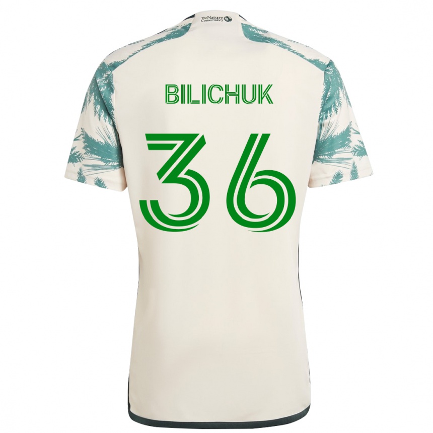 Kinder Fußball Ryan Bilichuk #36 Beige Braun Auswärtstrikot Trikot 2024/25 T-Shirt Luxemburg