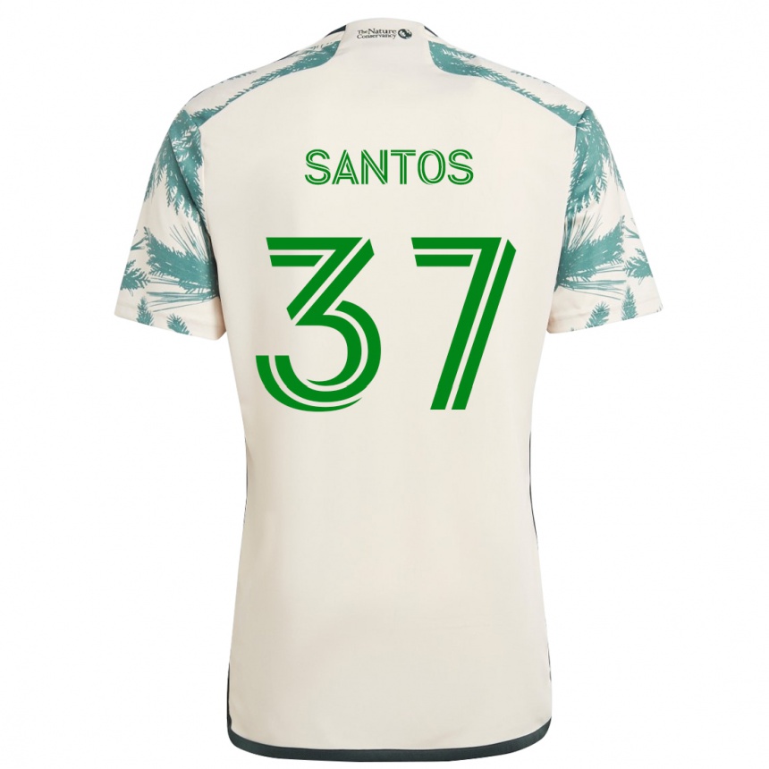 Kinder Fußball Noah Santos #37 Beige Braun Auswärtstrikot Trikot 2024/25 T-Shirt Luxemburg