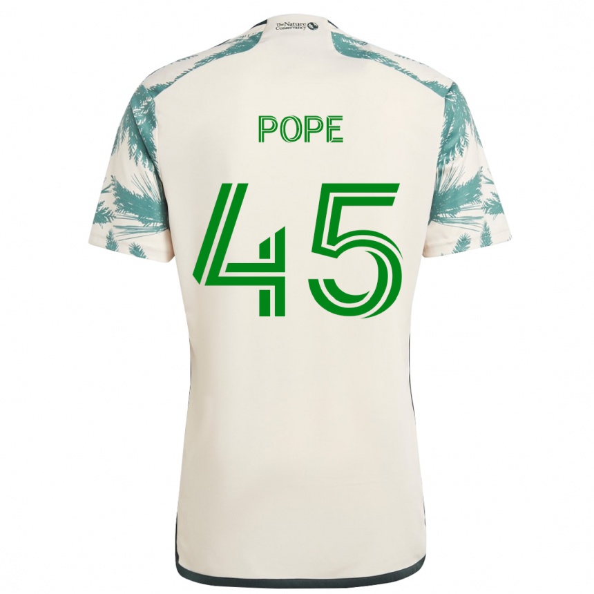 Kinder Fußball Blake Pope #45 Beige Braun Auswärtstrikot Trikot 2024/25 T-Shirt Luxemburg