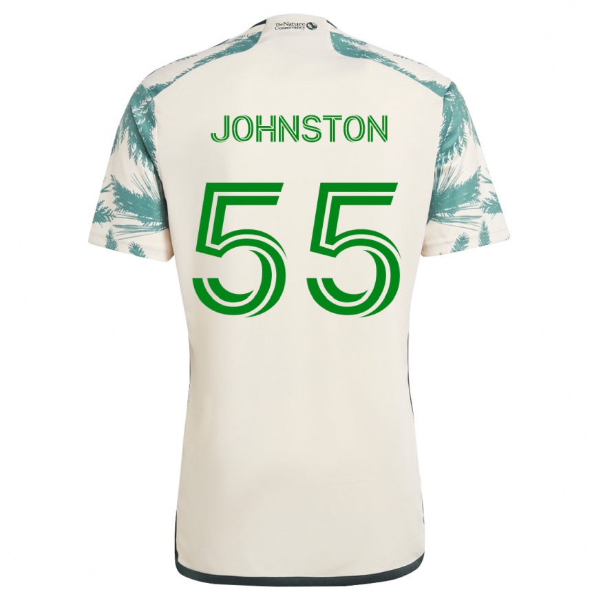 Kinder Fußball Malcolm Johnston #55 Beige Braun Auswärtstrikot Trikot 2024/25 T-Shirt Luxemburg