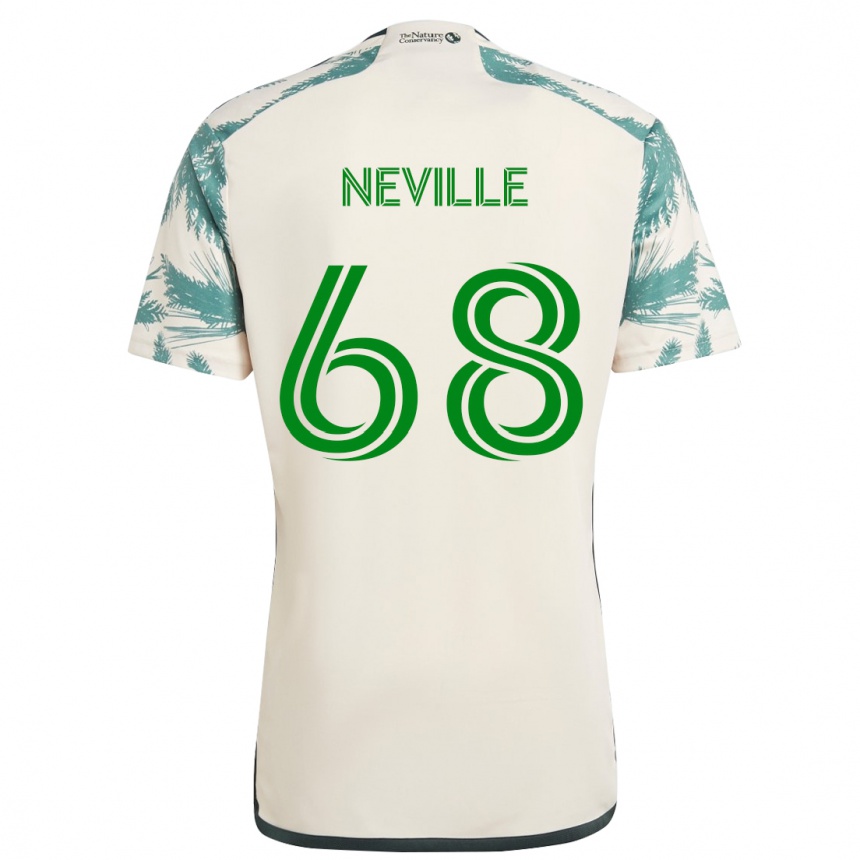 Kinder Fußball Harvey Neville #68 Beige Braun Auswärtstrikot Trikot 2024/25 T-Shirt Luxemburg