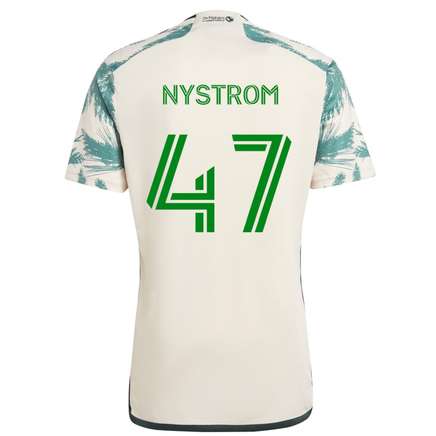 Kinder Fußball Maximo Nystrom #47 Beige Braun Auswärtstrikot Trikot 2024/25 T-Shirt Luxemburg