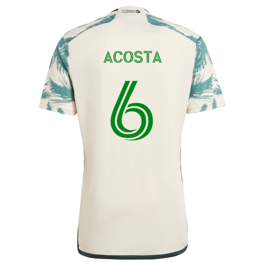 Kinder Fußball Bryan Acosta #6 Beige Braun Auswärtstrikot Trikot 2024/25 T-Shirt Luxemburg