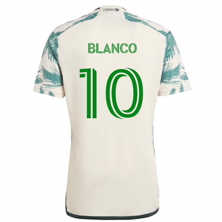 Kinder Fußball Sebastián Blanco #10 Beige Braun Auswärtstrikot Trikot 2024/25 T-Shirt Luxemburg