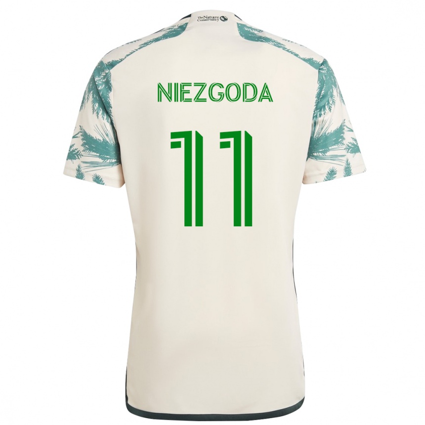 Kinder Fußball Jaroslaw Niezgoda #11 Beige Braun Auswärtstrikot Trikot 2024/25 T-Shirt Luxemburg