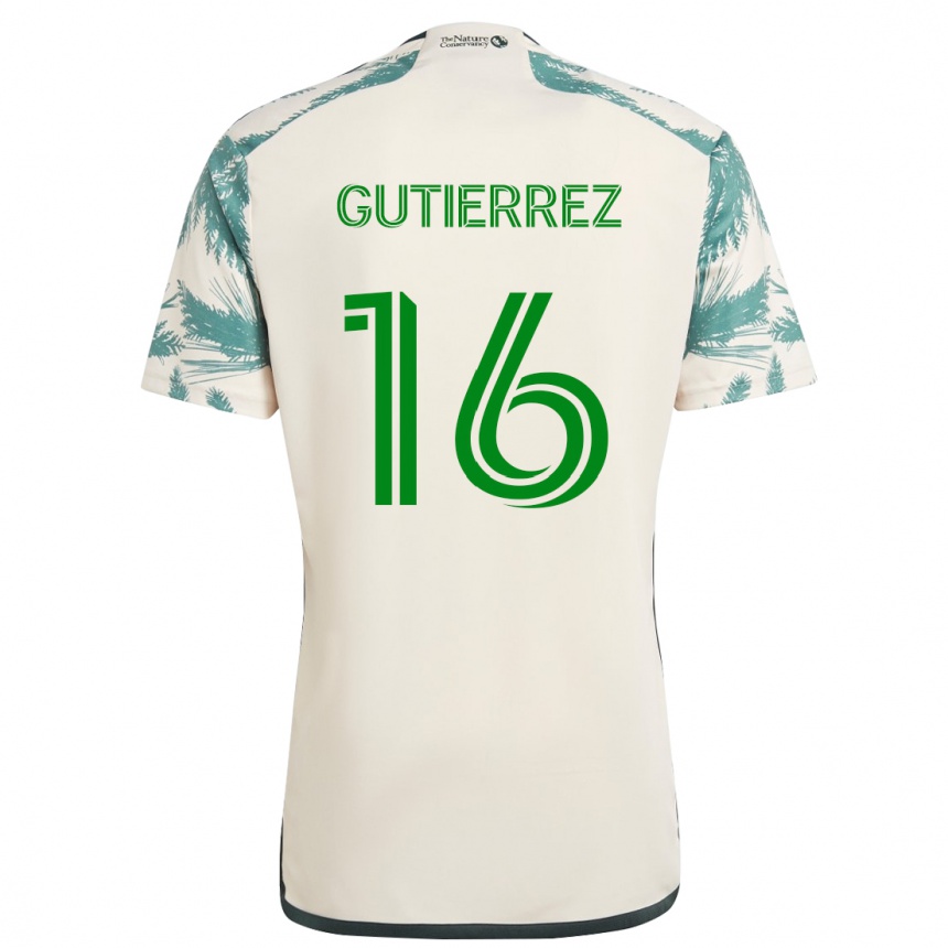 Kinder Fußball Diego Gutiérrez #16 Beige Braun Auswärtstrikot Trikot 2024/25 T-Shirt Luxemburg