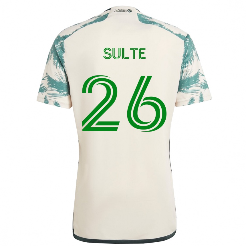 Kinder Fußball Hunter Sulte #26 Beige Braun Auswärtstrikot Trikot 2024/25 T-Shirt Luxemburg