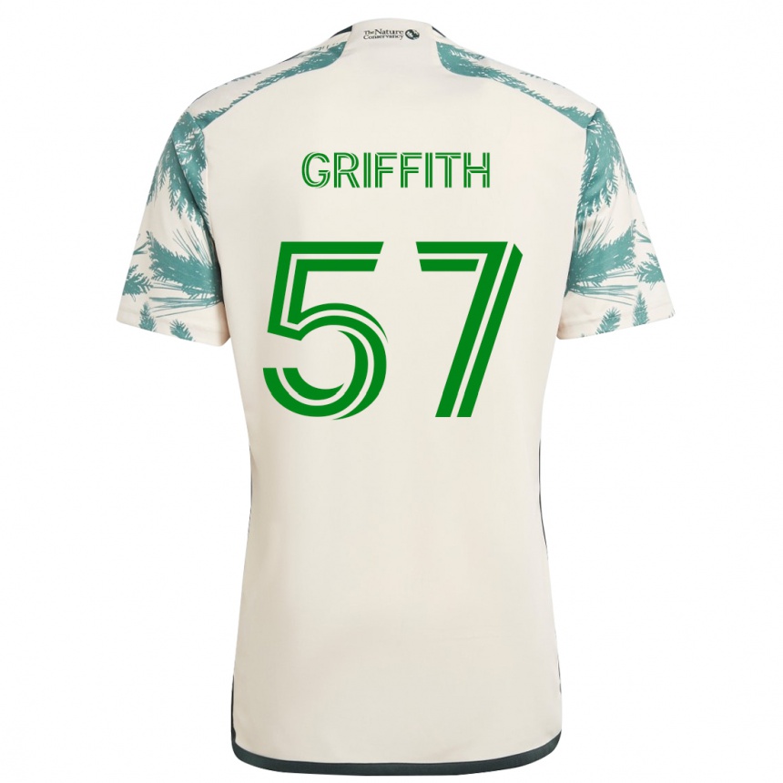 Kinder Fußball Víctor Griffith #57 Beige Braun Auswärtstrikot Trikot 2024/25 T-Shirt Luxemburg