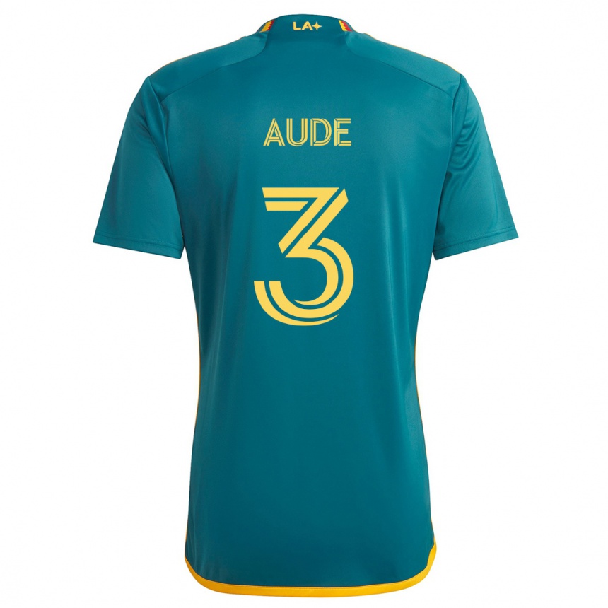 Kinder Fußball Julián Aude #3 Grün Gelb Auswärtstrikot Trikot 2024/25 T-Shirt Luxemburg