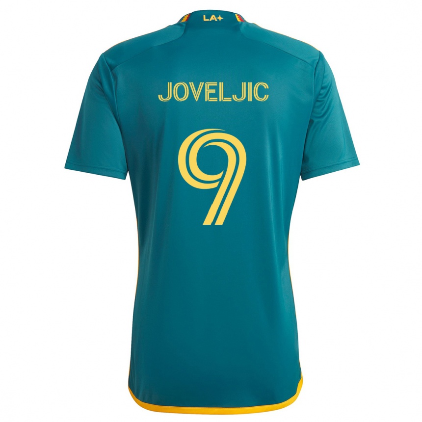 Kinder Fußball Dejan Joveljic #9 Grün Gelb Auswärtstrikot Trikot 2024/25 T-Shirt Luxemburg