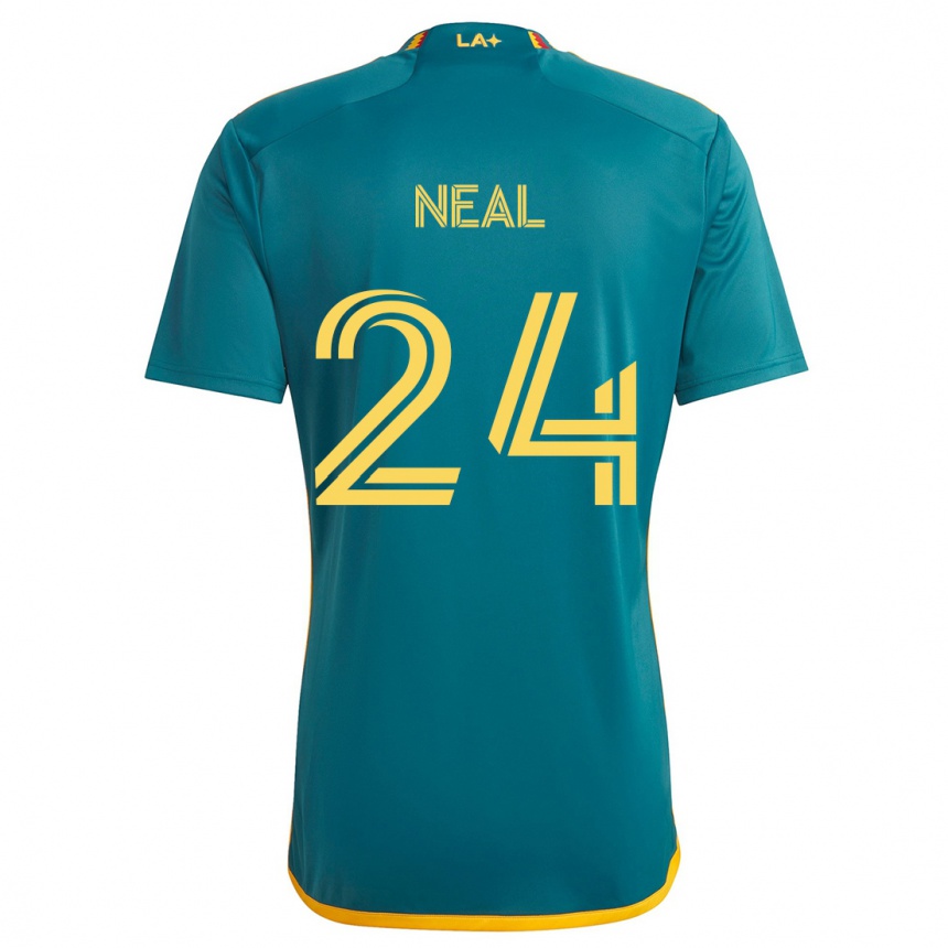 Kinder Fußball Jalen Neal #24 Grün Gelb Auswärtstrikot Trikot 2024/25 T-Shirt Luxemburg