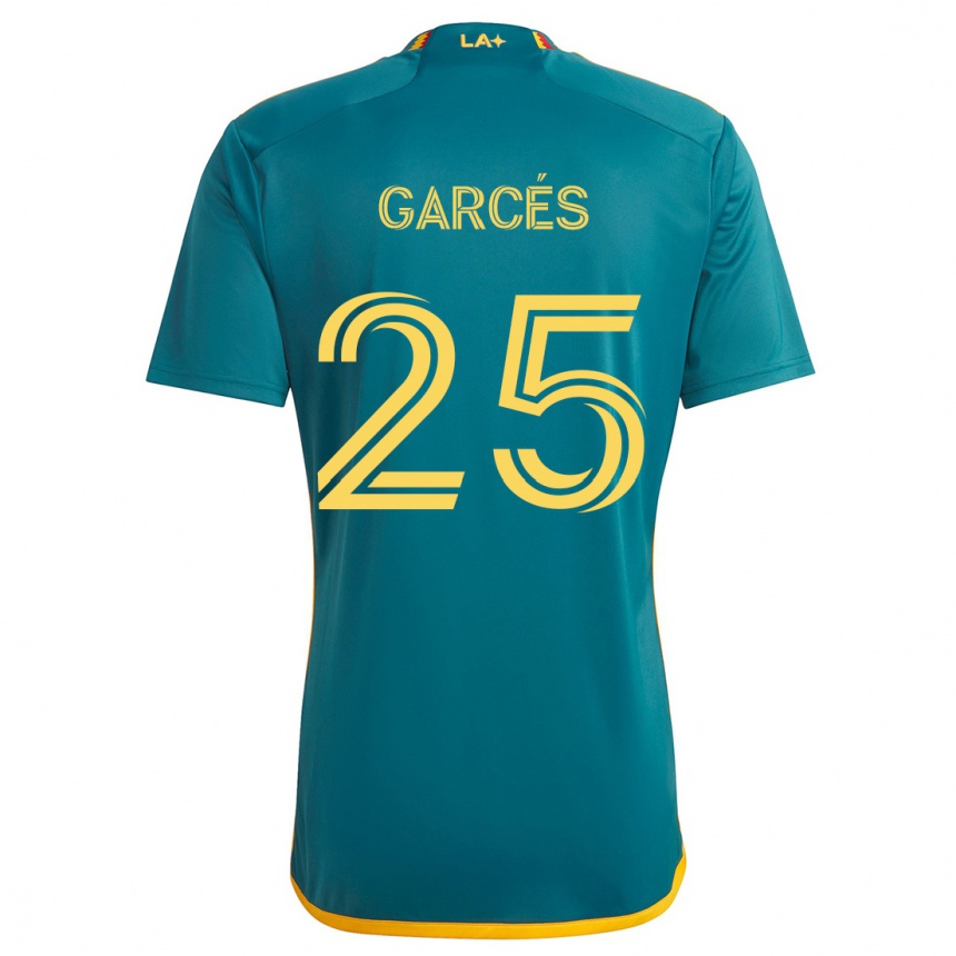 Kinder Fußball Carlos Garcés #25 Grün Gelb Auswärtstrikot Trikot 2024/25 T-Shirt Luxemburg