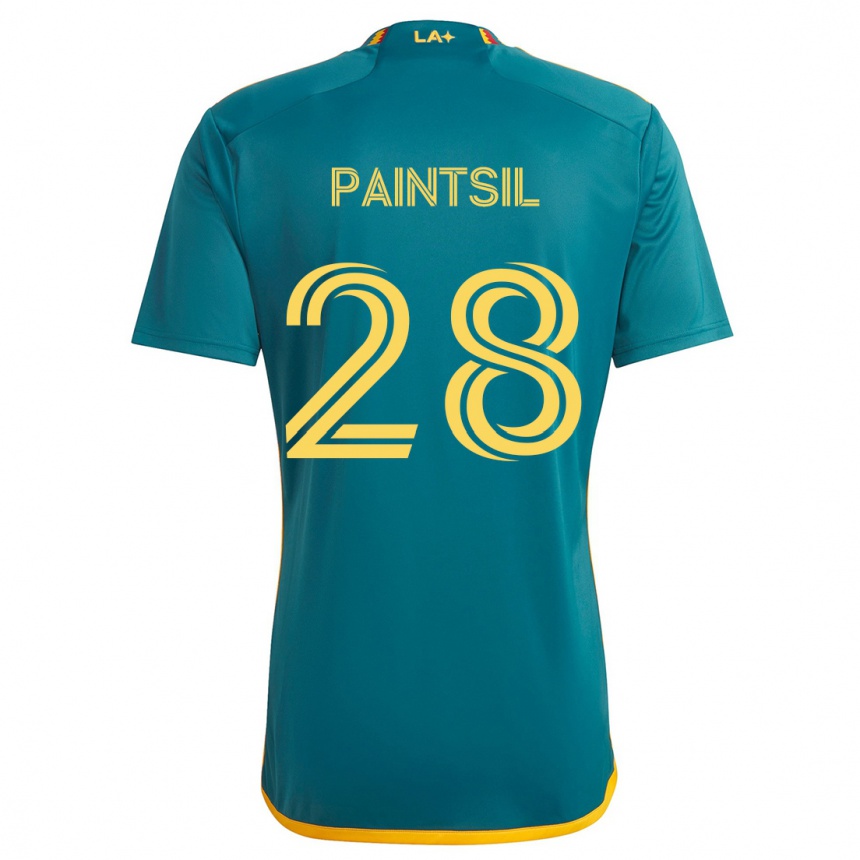 Kinder Fußball Joseph Paintsil #28 Grün Gelb Auswärtstrikot Trikot 2024/25 T-Shirt Luxemburg