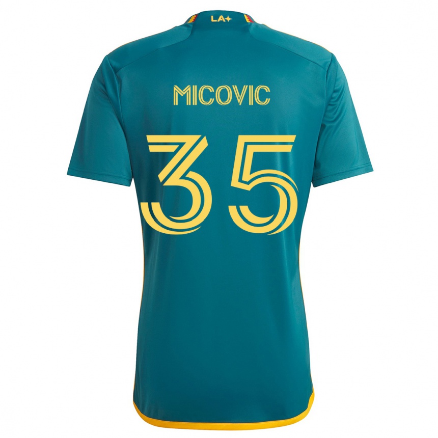 Kinder Fußball Novak Micovic #35 Grün Gelb Auswärtstrikot Trikot 2024/25 T-Shirt Luxemburg