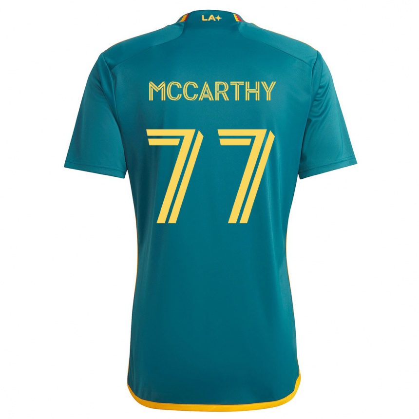 Kinder Fußball John Mccarthy #77 Grün Gelb Auswärtstrikot Trikot 2024/25 T-Shirt Luxemburg