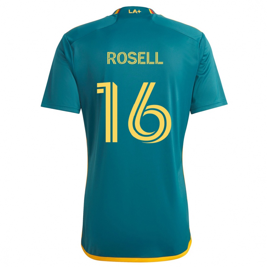 Kinder Fußball Uri Rosell #16 Grün Gelb Auswärtstrikot Trikot 2024/25 T-Shirt Luxemburg