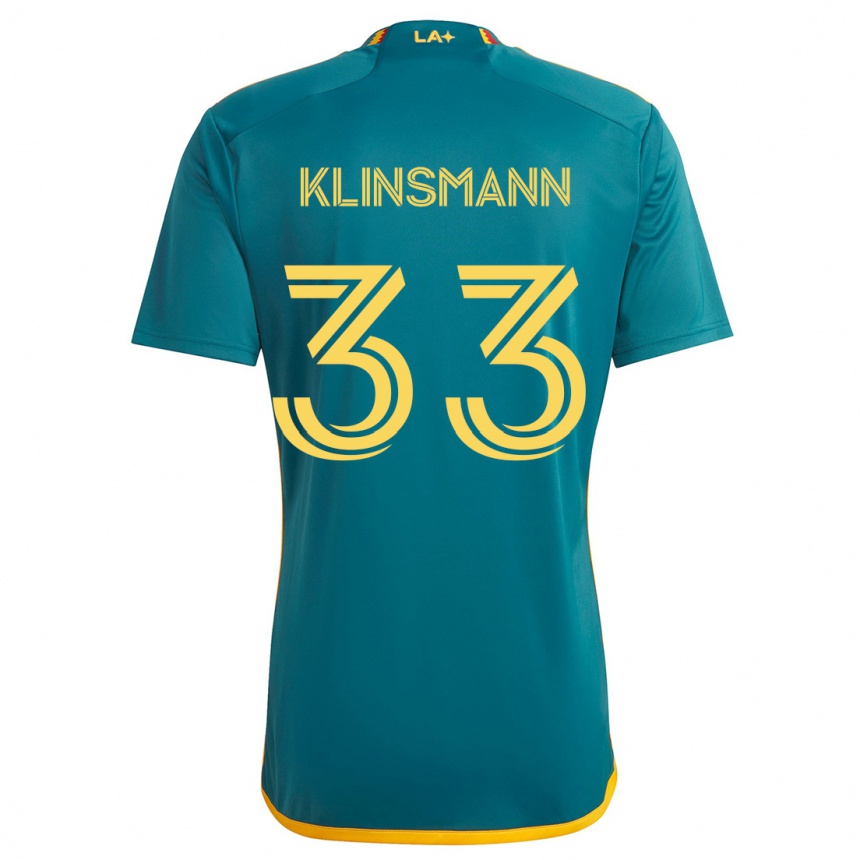 Kinder Fußball Jonathan Klinsmann #33 Grün Gelb Auswärtstrikot Trikot 2024/25 T-Shirt Luxemburg