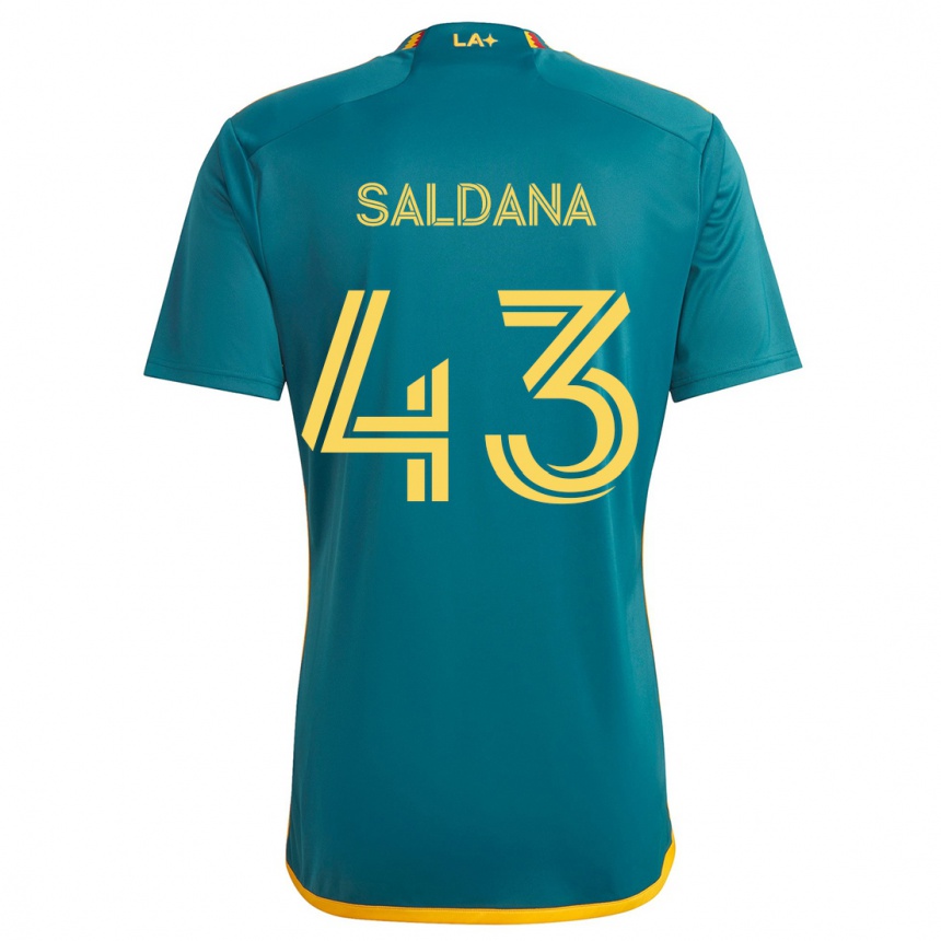 Kinder Fußball Adam Saldaña #43 Grün Gelb Auswärtstrikot Trikot 2024/25 T-Shirt Luxemburg