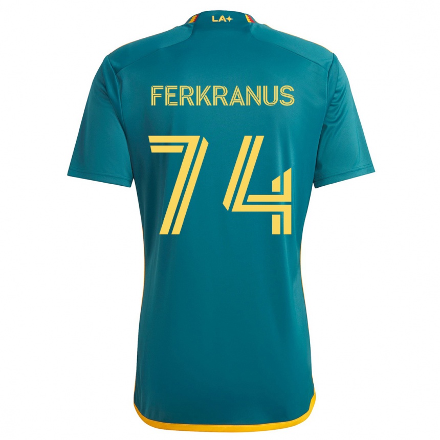 Kinder Fußball Marcus Ferkranus #74 Grün Gelb Auswärtstrikot Trikot 2024/25 T-Shirt Luxemburg