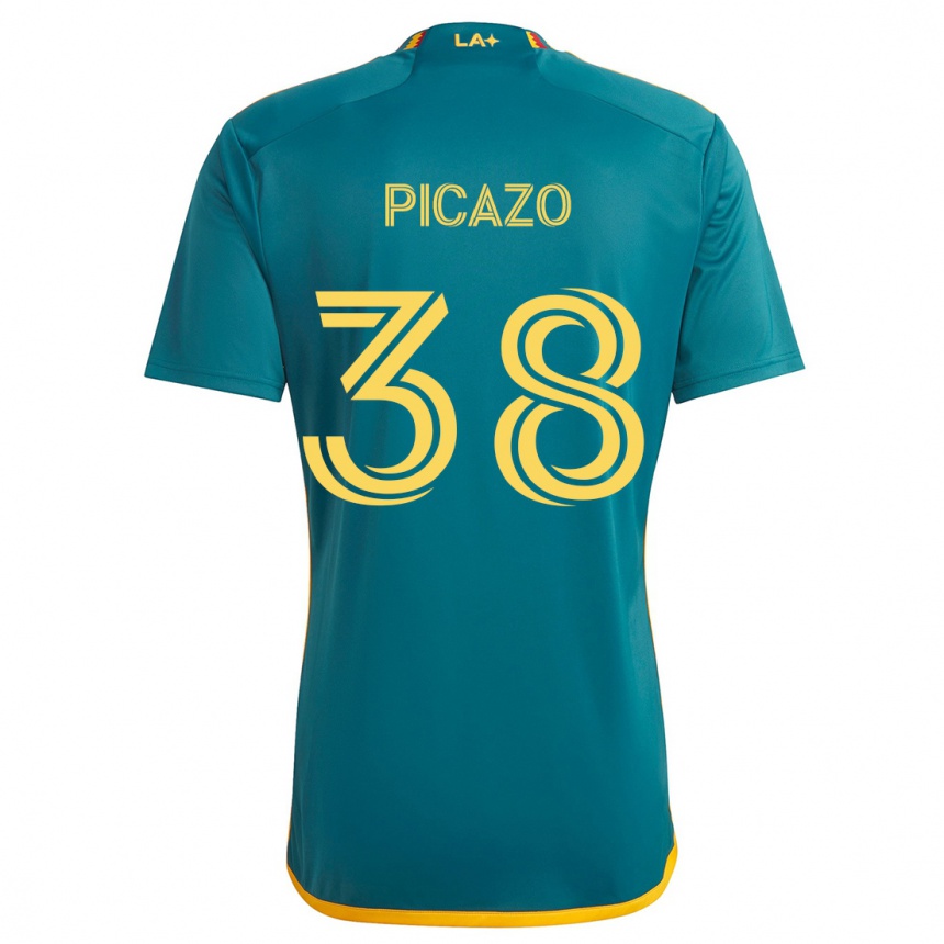 Kinder Fußball Axel Picazo #38 Grün Gelb Auswärtstrikot Trikot 2024/25 T-Shirt Luxemburg