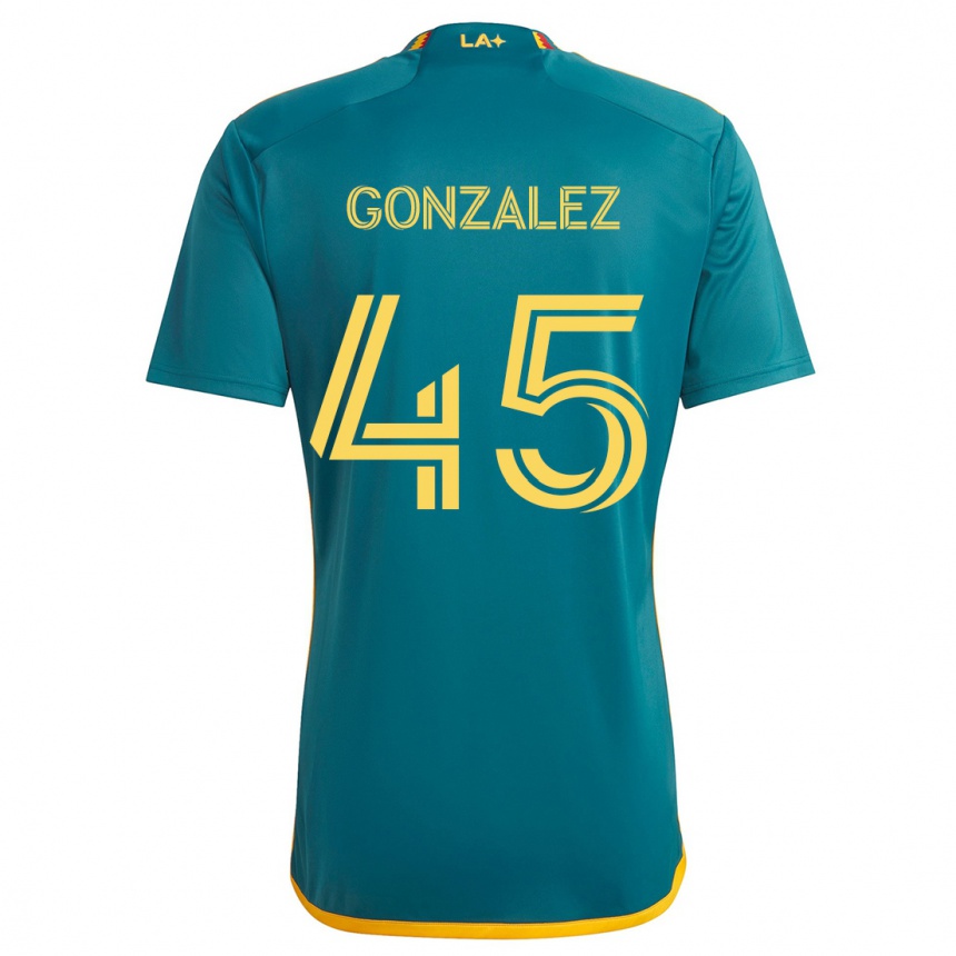 Kinder Fußball Adrián González #45 Grün Gelb Auswärtstrikot Trikot 2024/25 T-Shirt Luxemburg