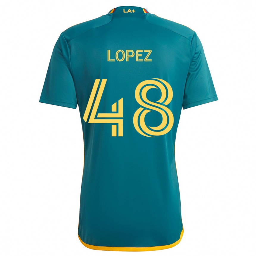 Kinder Fußball Diego López #48 Grün Gelb Auswärtstrikot Trikot 2024/25 T-Shirt Luxemburg