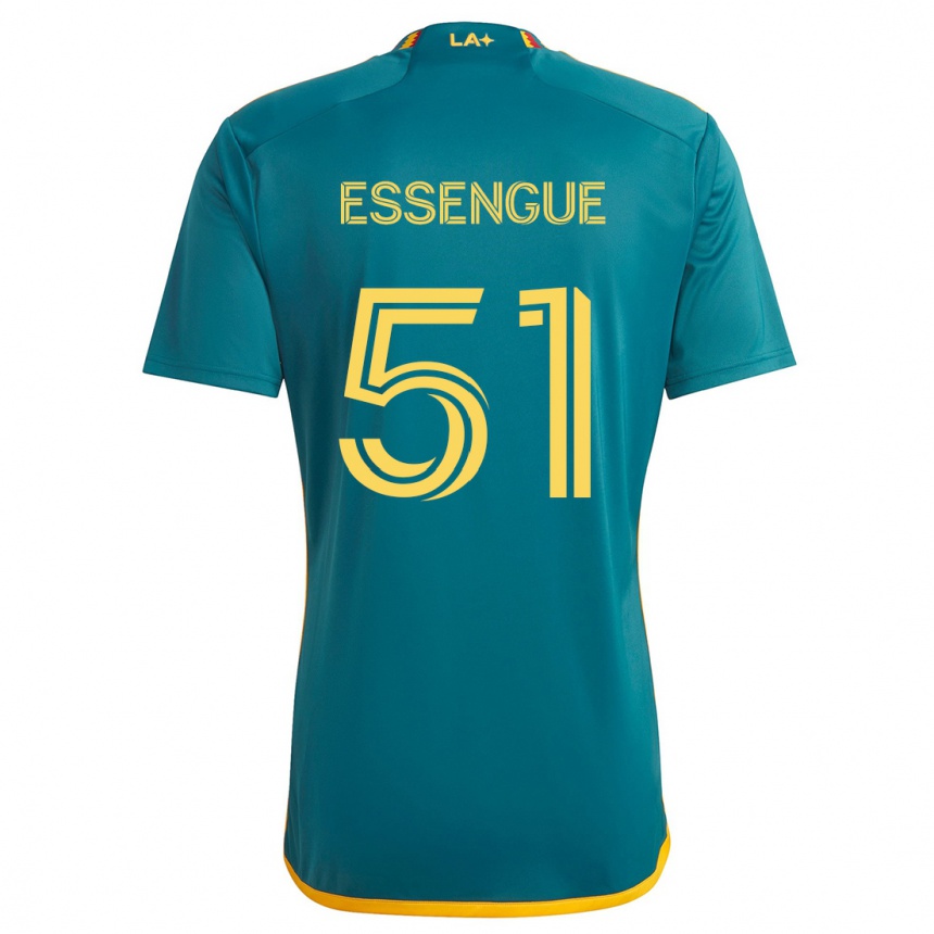 Kinder Fußball Ascel Essengue #51 Grün Gelb Auswärtstrikot Trikot 2024/25 T-Shirt Luxemburg