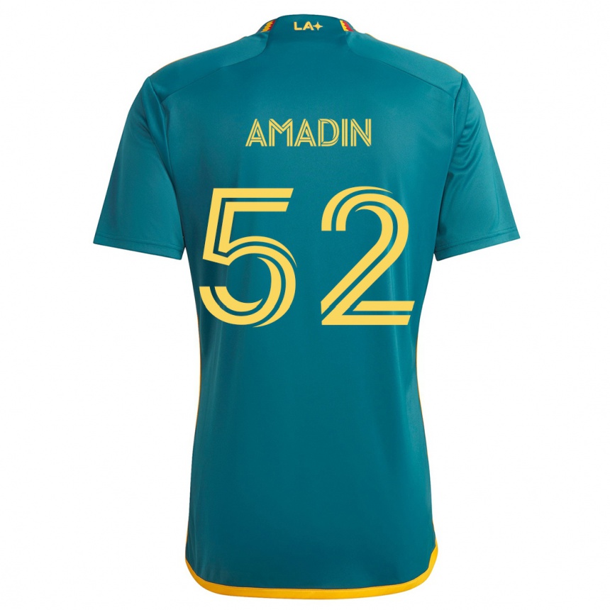 Kinder Fußball Elijah Amadin #52 Grün Gelb Auswärtstrikot Trikot 2024/25 T-Shirt Luxemburg