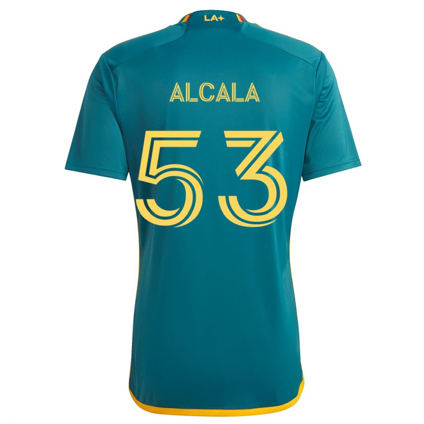 Kinder Fußball Álex Alcalá #53 Grün Gelb Auswärtstrikot Trikot 2024/25 T-Shirt Luxemburg