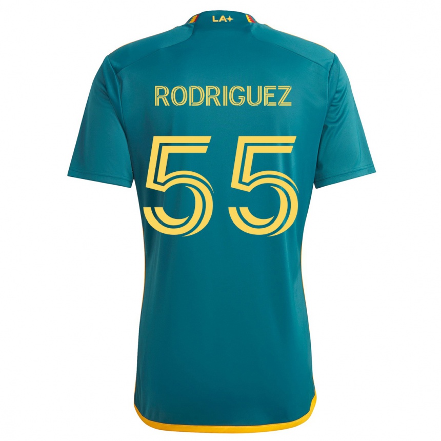 Kinder Fußball Diego Rodriguez #55 Grün Gelb Auswärtstrikot Trikot 2024/25 T-Shirt Luxemburg