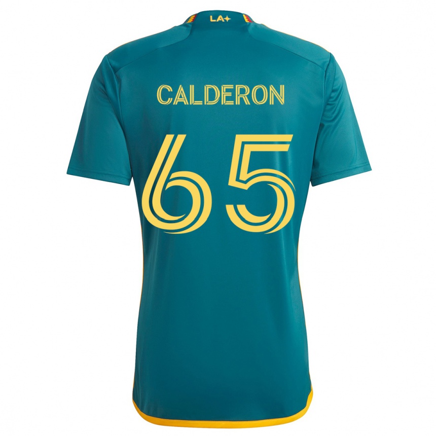 Kinder Fußball Juan Calderón #65 Grün Gelb Auswärtstrikot Trikot 2024/25 T-Shirt Luxemburg