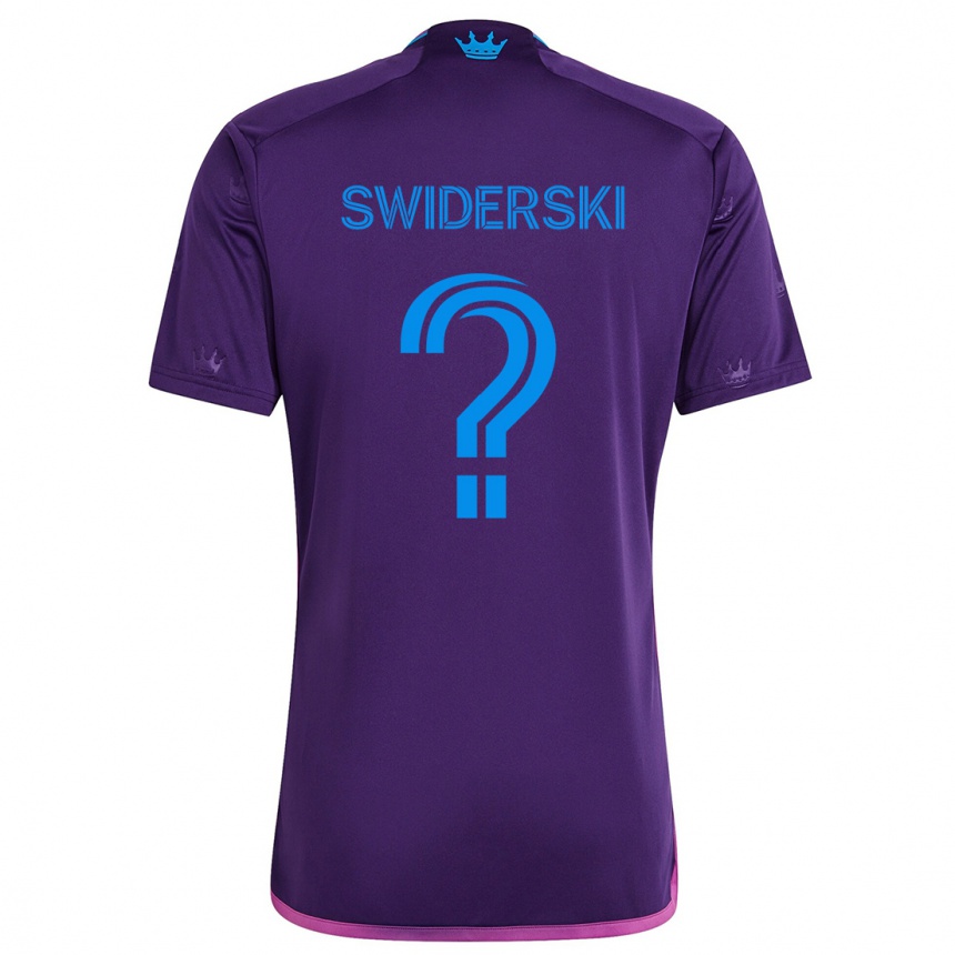 Kinder Fußball Karol Swiderski #0 Lila-Blau Auswärtstrikot Trikot 2024/25 T-Shirt Luxemburg