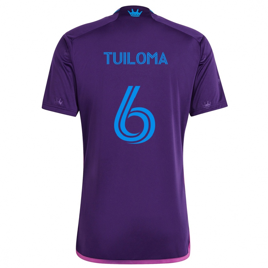 Kinder Fußball Bill Tuiloma #6 Lila-Blau Auswärtstrikot Trikot 2024/25 T-Shirt Luxemburg