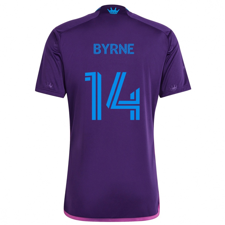 Kinder Fußball Nathan Byrne #14 Lila-Blau Auswärtstrikot Trikot 2024/25 T-Shirt Luxemburg