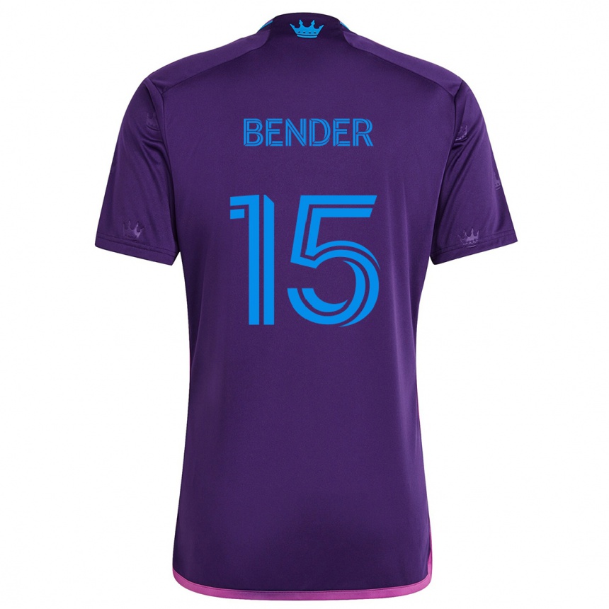 Kinder Fußball Ben Bender #15 Lila-Blau Auswärtstrikot Trikot 2024/25 T-Shirt Luxemburg