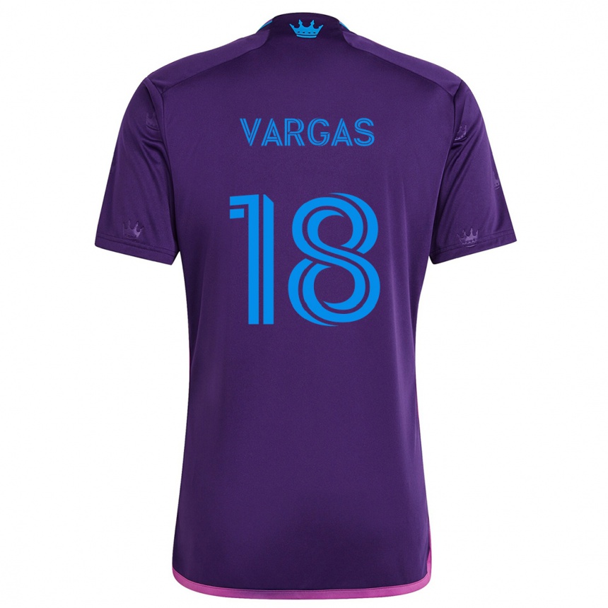 Kinder Fußball Kerwin Vargas #18 Lila-Blau Auswärtstrikot Trikot 2024/25 T-Shirt Luxemburg