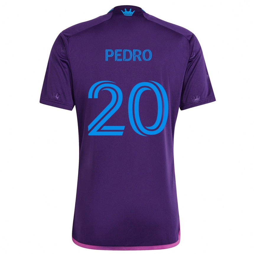 Kinder Fußball João Pedro #20 Lila-Blau Auswärtstrikot Trikot 2024/25 T-Shirt Luxemburg