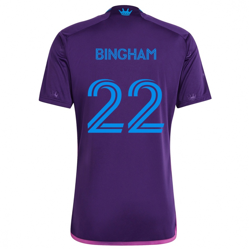 Kinder Fußball David Bingham #22 Lila-Blau Auswärtstrikot Trikot 2024/25 T-Shirt Luxemburg