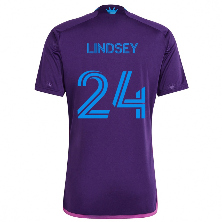 Kinder Fußball Jaylin Lindsey #24 Lila-Blau Auswärtstrikot Trikot 2024/25 T-Shirt Luxemburg