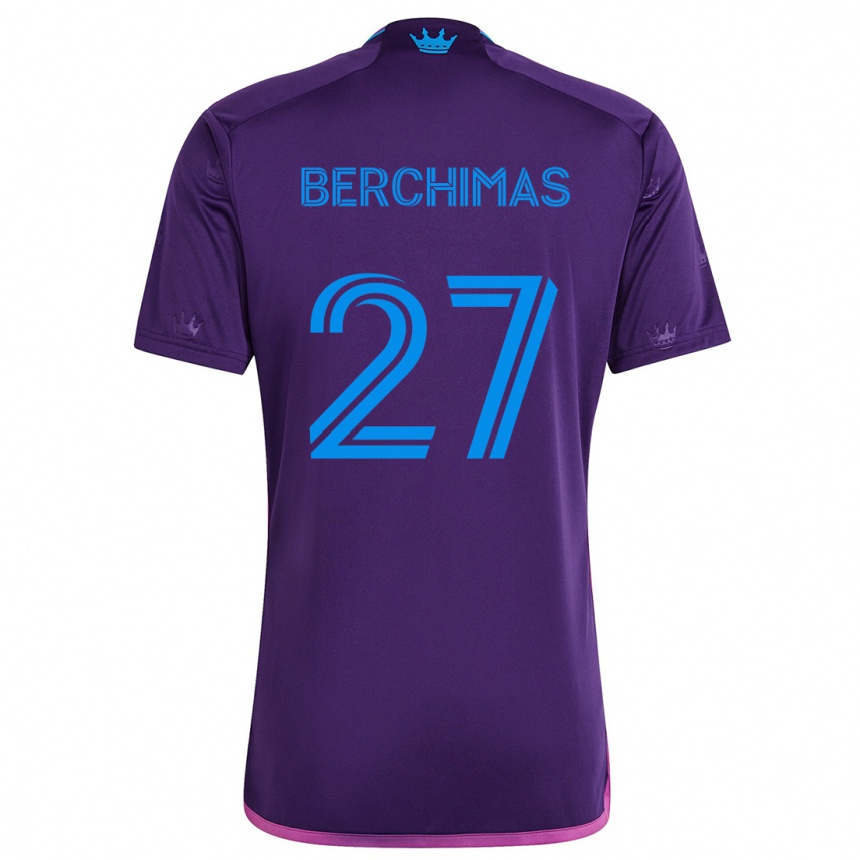 Kinder Fußball Nimfasha Berchimas #27 Lila-Blau Auswärtstrikot Trikot 2024/25 T-Shirt Luxemburg