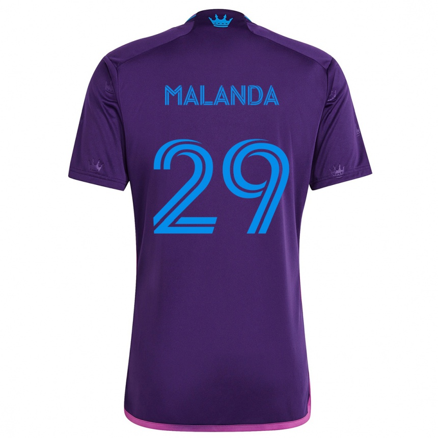 Kinder Fußball Adilson Malanda #29 Lila-Blau Auswärtstrikot Trikot 2024/25 T-Shirt Luxemburg