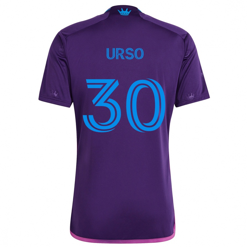 Kinder Fußball Júnior Urso #30 Lila-Blau Auswärtstrikot Trikot 2024/25 T-Shirt Luxemburg