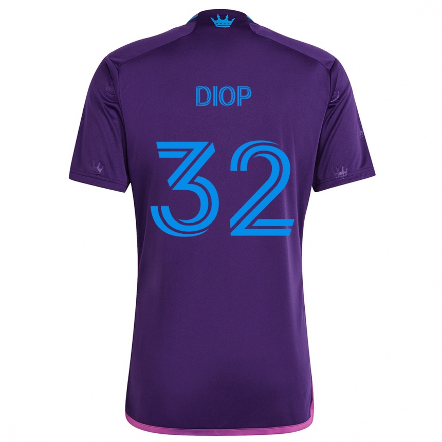 Kinder Fußball Hamady Diop #32 Lila-Blau Auswärtstrikot Trikot 2024/25 T-Shirt Luxemburg