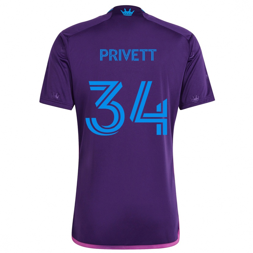 Kinder Fußball Andrew Privett #34 Lila-Blau Auswärtstrikot Trikot 2024/25 T-Shirt Luxemburg