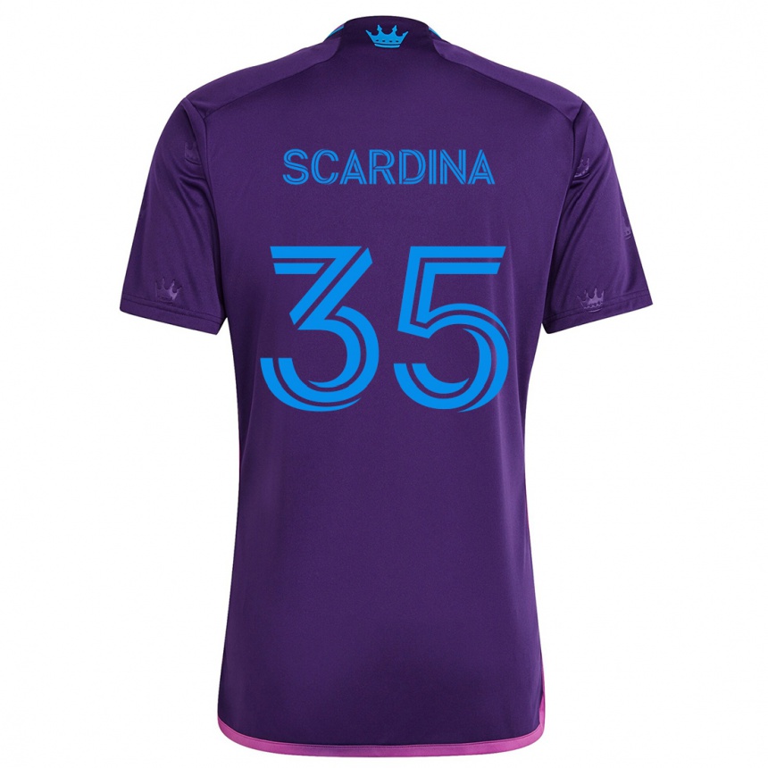 Kinder Fußball Nick Scardina #35 Lila-Blau Auswärtstrikot Trikot 2024/25 T-Shirt Luxemburg