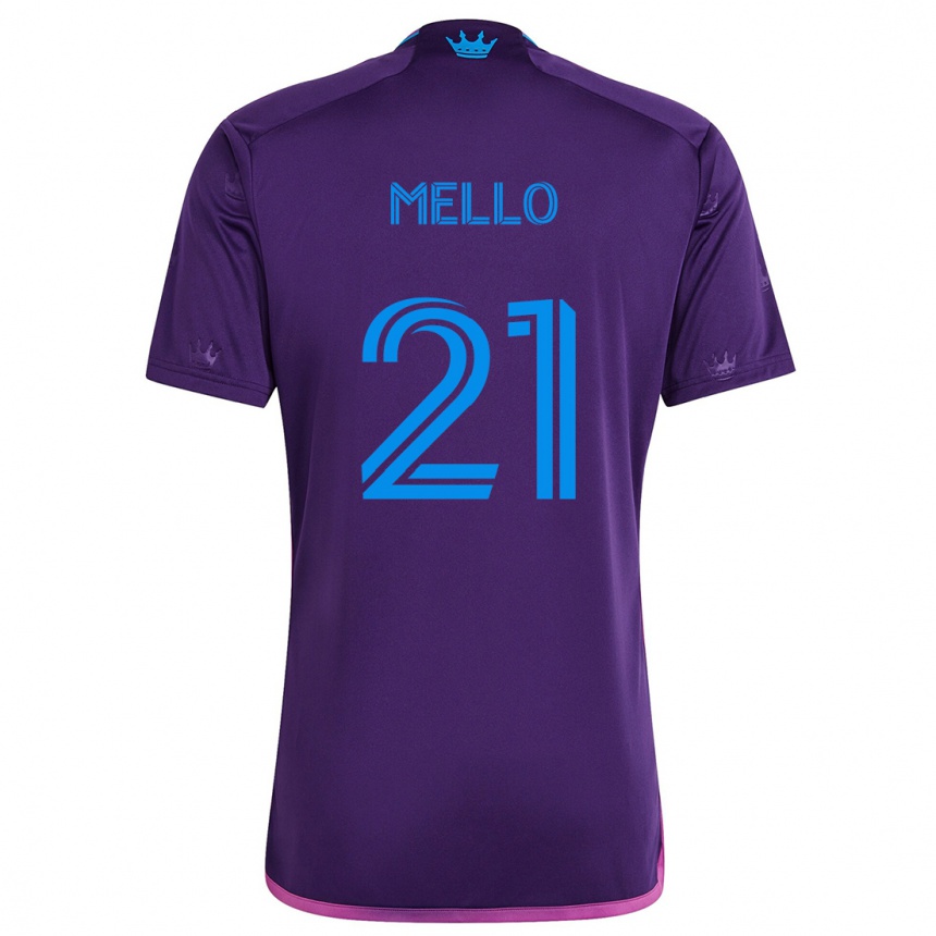 Kinder Fußball Vinicius Mello #21 Lila-Blau Auswärtstrikot Trikot 2024/25 T-Shirt Luxemburg