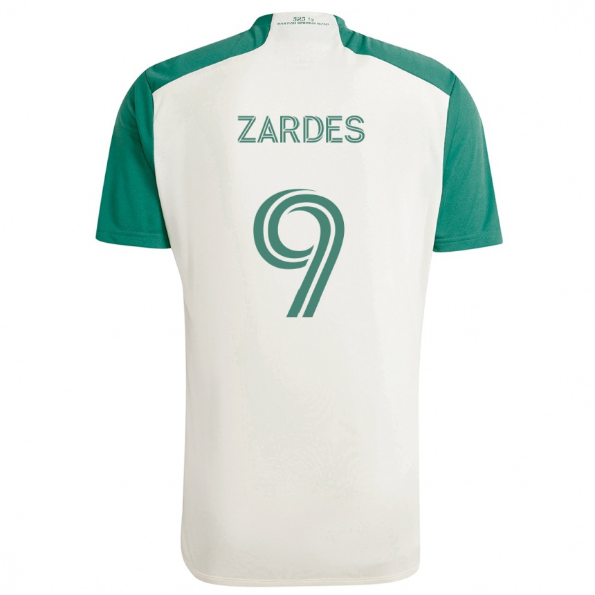 Kinder Fußball Gyasi Zardes #9 Braune Farben Grün Auswärtstrikot Trikot 2024/25 T-Shirt Luxemburg