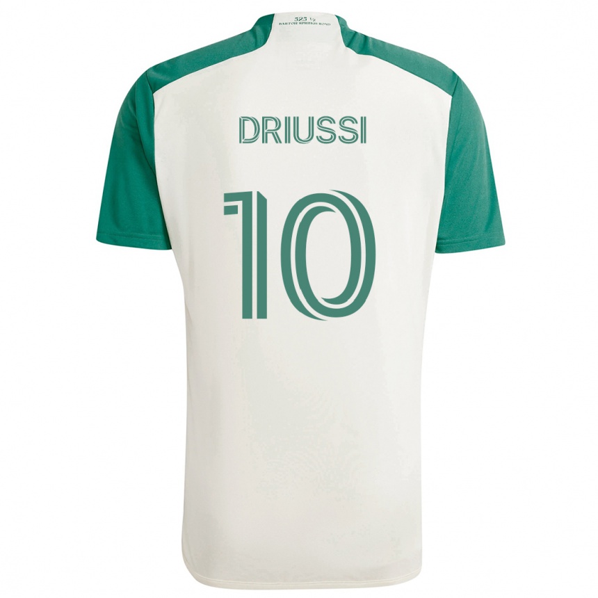 Kinder Fußball Sebastián Driussi #10 Braune Farben Grün Auswärtstrikot Trikot 2024/25 T-Shirt Luxemburg