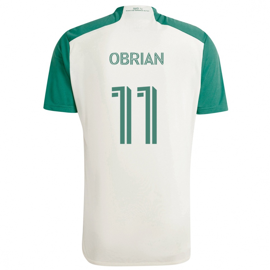 Kinder Fußball Jáder Obrian #11 Braune Farben Grün Auswärtstrikot Trikot 2024/25 T-Shirt Luxemburg